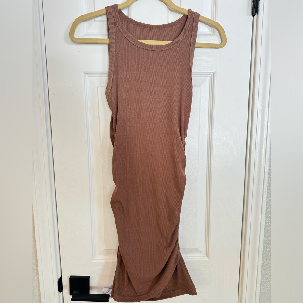 Ruched Brown Bodycon Dress